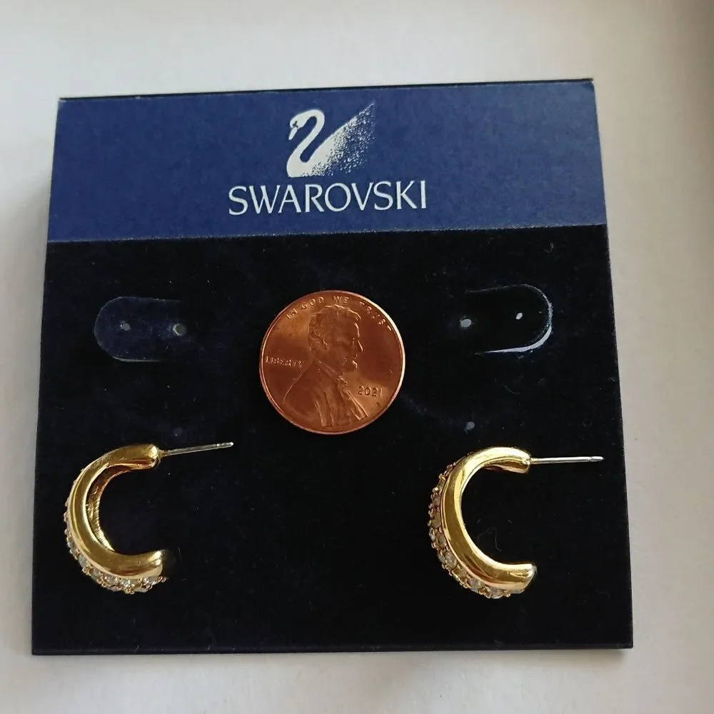 Swarovski crystal gold tone earrings